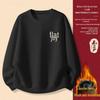 Men's Year of the Horse Red Coral Fleece Hoodie - Autumn/Winter Plus Velvet, Thick Pure Cotton, Loose Round Neck Trendy Top