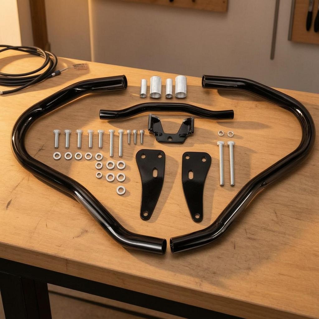 German Motorcycle Brand Model 18 Engine Impact Bar Glossy Black Front