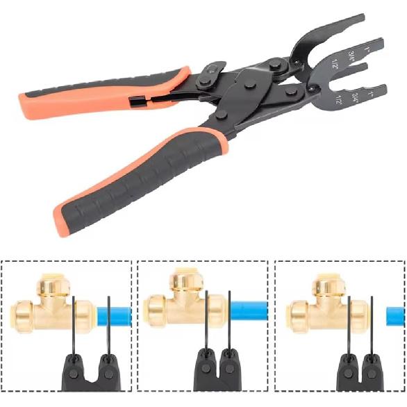 

Push-Fit Disconnect Tong Tool for Easily Removing Push-To-Connect Fittings(1/2in, 3/4in, 1in), Multi-Sized Removal Tool