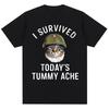 Tausend-Yard-Blick Katze Lustig Ich habe überlebt. Meme T-Shirt Humor Stil Vintage T-Shirt Herren Damen Oversized Streetwear Täglich