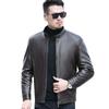 New Leather Jacket Men's Genuine Leather Haining Sheepskin Jacket Stand-up Collar Short Fur Integrated Fleece Thickened Coat