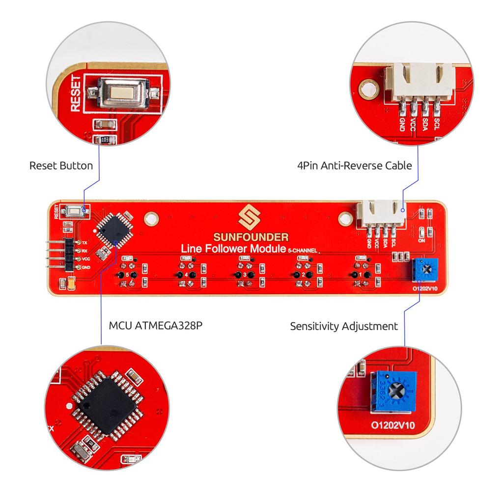 Cheap SunFounder I2C 5-Channel Line Tracking Sensor Infrared IR ...