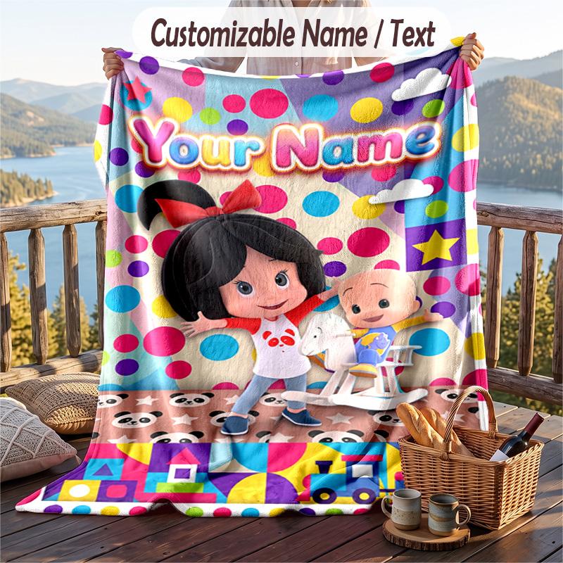 Manta de Franela Cleo & Cuquín, Texto Personalizado con Nombre, Manta Suave y Cálida de Felpa para Regalo