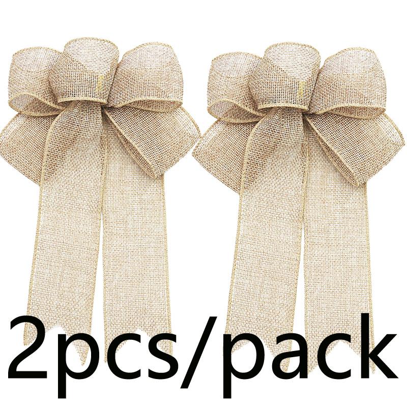 (2-teiliges Set/Packung) 24cm Bandschleife Weihnachtsbaumkranz Dekoration Leinen Schleife DIY Party Basteldekoration