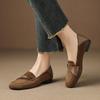 British Style Suede Square Toe Loafers Metal Decor Low Heel Pumps Versatile Retro Office Shoes for Women