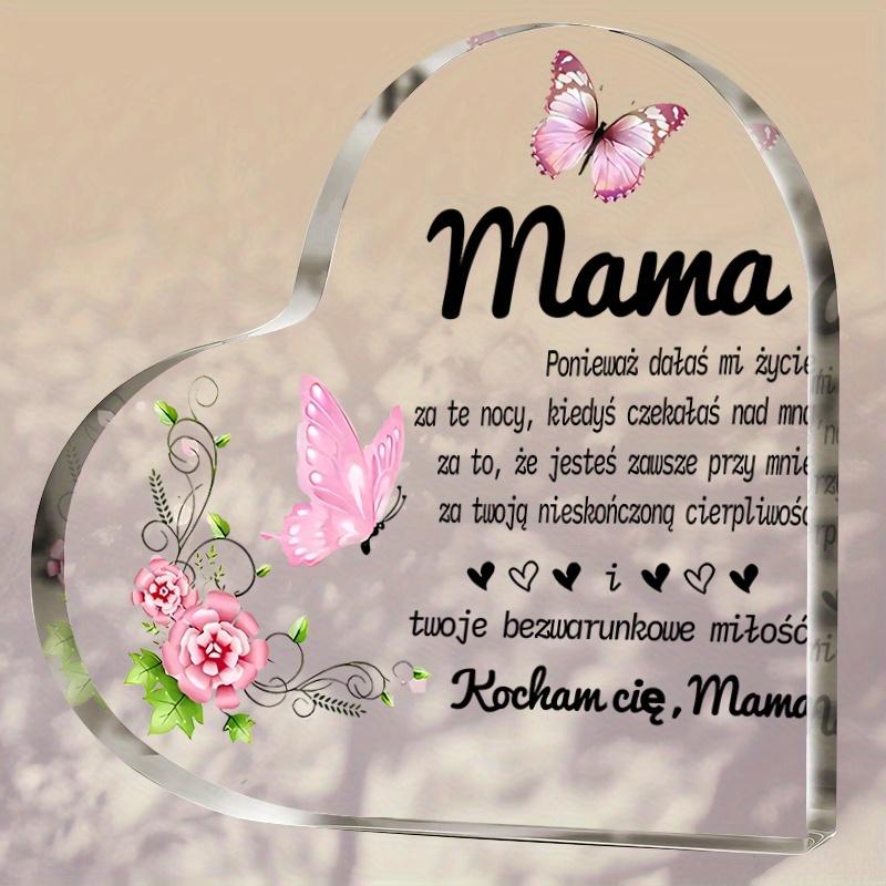 

2D Flat, Heart-Shaped Acrylic Mother S Day Gift Desktop Decor Plaque, Floral & Butterfly Design, Home Decor Plaque Hanging Wall Art Decorative Garden 9.7*9.7CM
