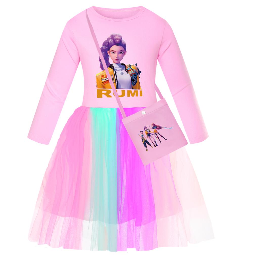 Grup Kpop vânător de vrăjitoare fete la modă stea rochie dantelă curcubeu