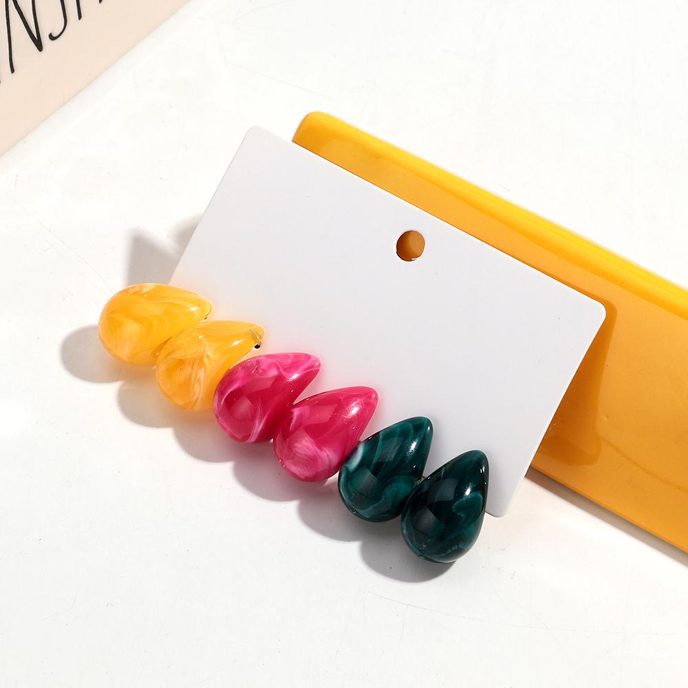 3 Pair New Korean Vintage Water Drop Acetate Resin Stud Earrings For Women Versatile Niche Temperament Girl Ear Jewelry Gifts