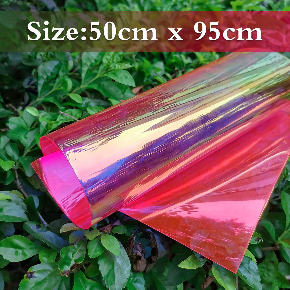 Candy Iridescent Holographic Clear Transparent PVC Fabric Leatherette Laser Rainbow Film Vinyl Craft Bag Earring DIY Bows Making