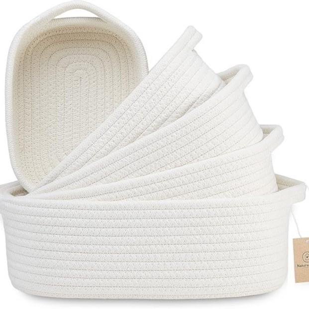 Cotton Rope Storage Basket With Multicolor Weave For Toy Organizers And Home Supplies