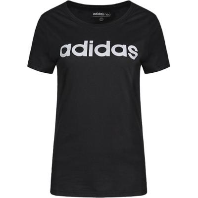 Neo Lifestyle Serie Casual W Ce Logo Cuello Redondo Moda Versátil Manga Corta Camiseta Regular Tops para Mujer Negro DN2499