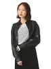 Ray Beams Women's Faux Leather Cropped Shirt, Black, One Size, L/S Shirt/Blouse