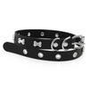 Colar Gargantilha de Couro com Pingente de Osso Estiloso Corrente Ajustável Moda Alternativa Rocker Metal Acessório de Gargantilhas de Couro