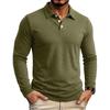 Men's Long Sleeve Turn Down Collar Polos Business Casual Solid Color Pull On Polo Shirts Men Classic Style Tees Tops