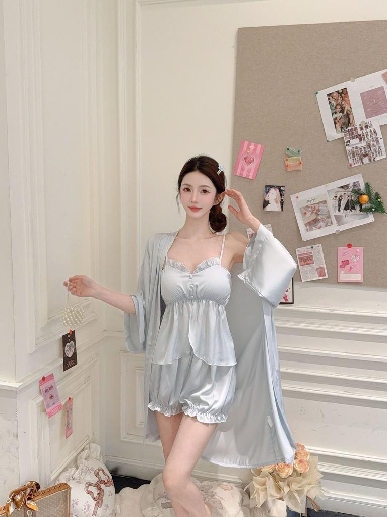 Ice silk pajamas female summer girl pure desire suspender shorts loungewear set pajamas female pink sexy pure desire