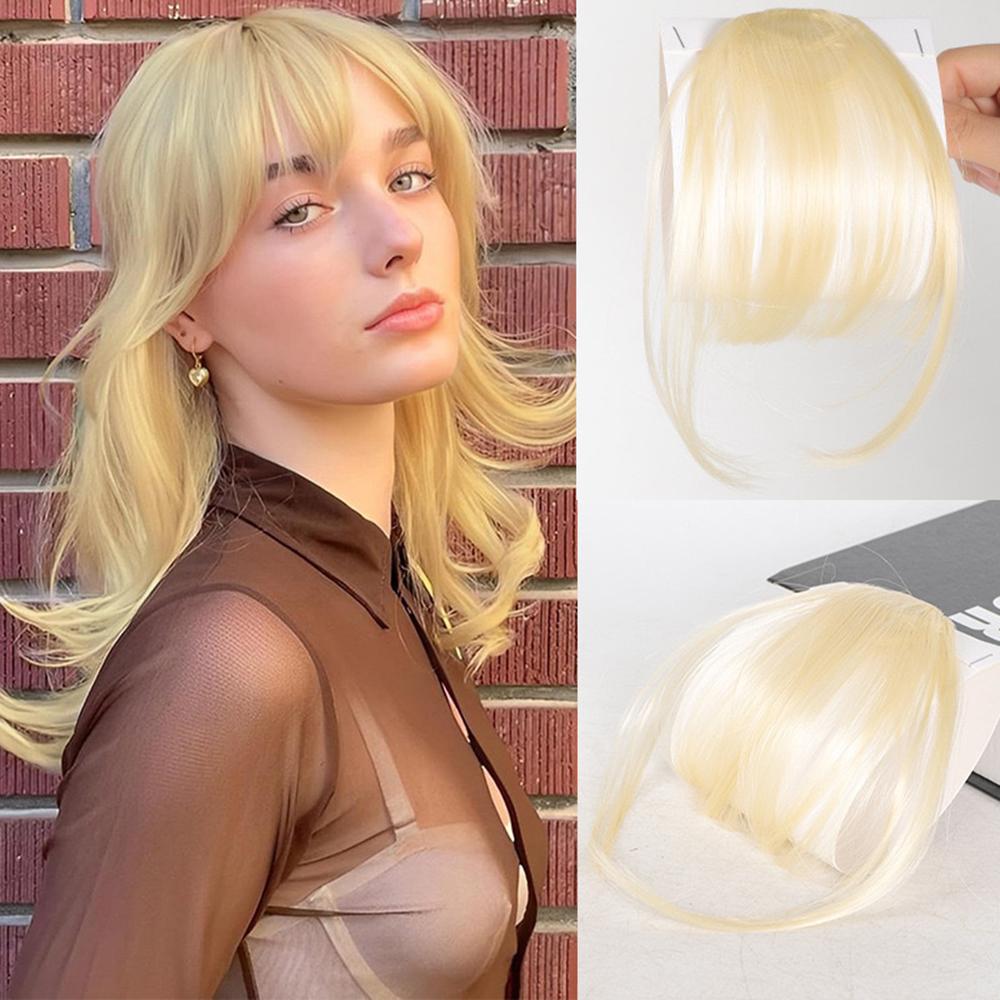 Dünne durchsichtige Luft-Pony Clip-in Haarverlängerung Synthetischer Pony mit Koteletten Pony-Haarteile Für Mädchen Tägliche Party-Nutzung