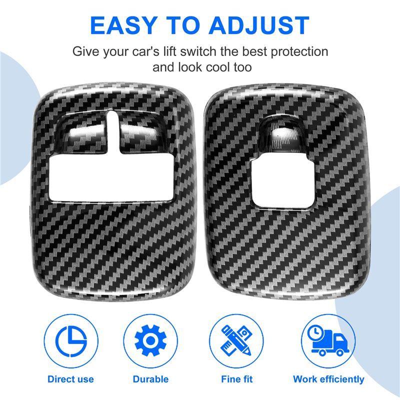 Odolný-2 ks Auto Uhlíkové Vlákno Tlačítko Spínače Zvedání Okna Kryt Lišta Samolepka Pro Benz Smart 453 Fortwo Forfour 2015+ Příslušenství