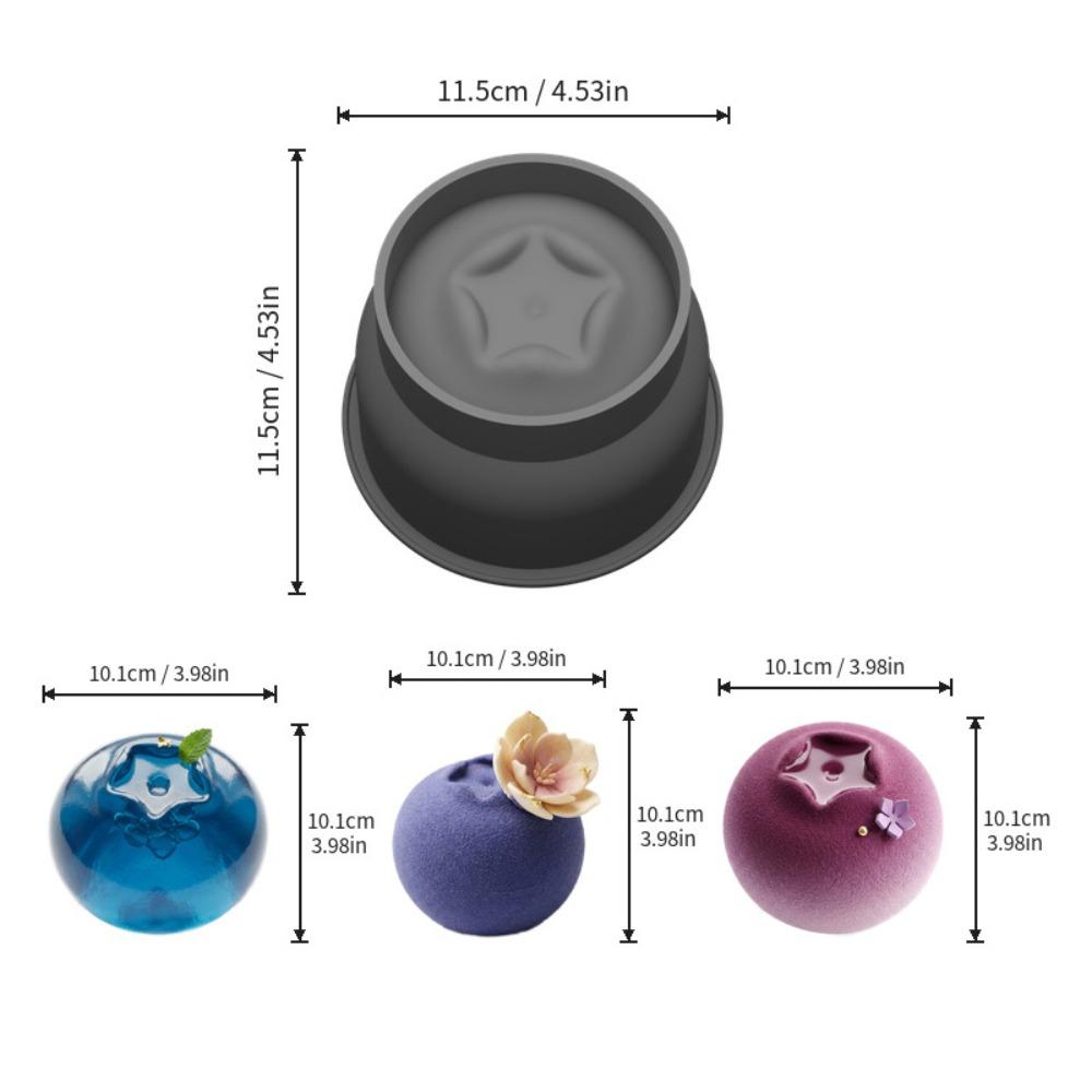 4 Inch Blueberry Mousse Cake Mold Heat Resistant Food Grade Silicone Fruit Shaped Dessert Mold Reusable Handmade Baking Mold
