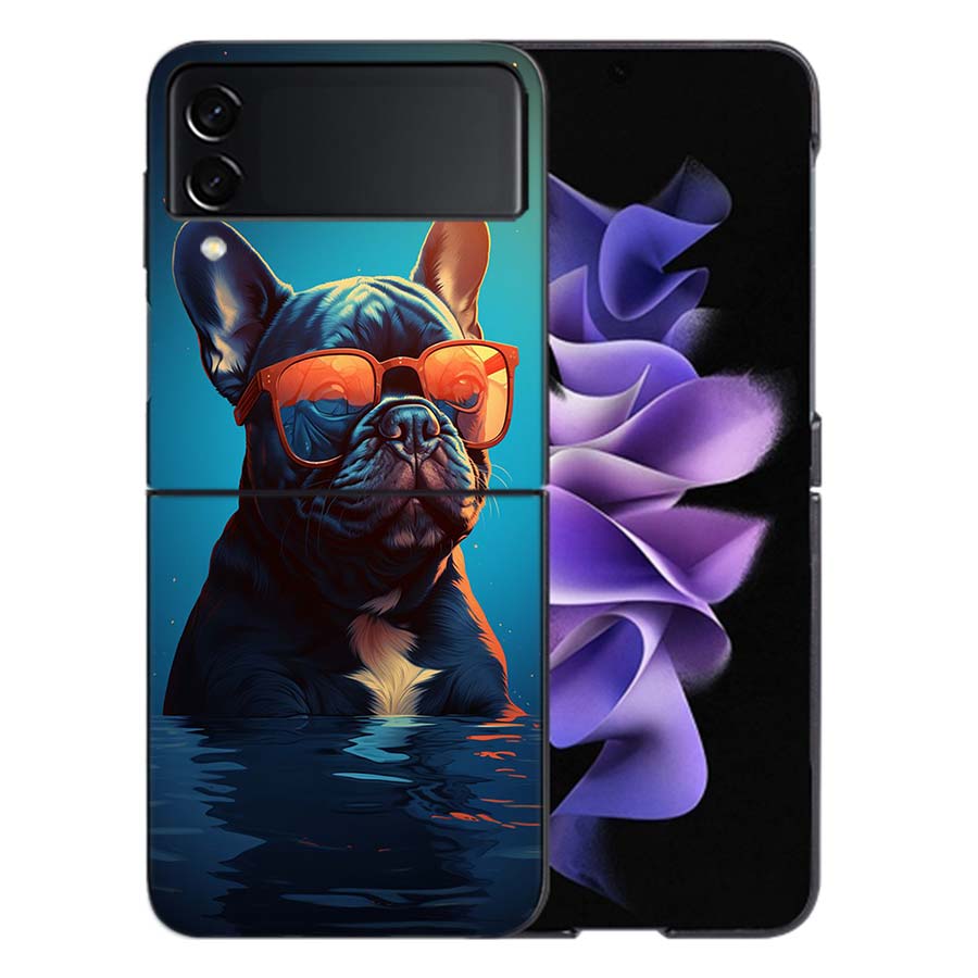 French Bulldog Dog Pug Coque For Samsung Z Flip7 6 Galaxy Case Shockproof Z Flip5 Z Flip3 4 5G Hard Cover Phone TPU PC Hard Fun