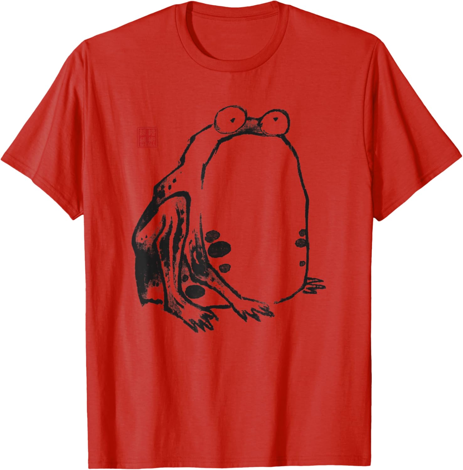 Japanese Frog Art Sumie Ink Painting Graphic Tee Casual Crewneck TShirt for Men S