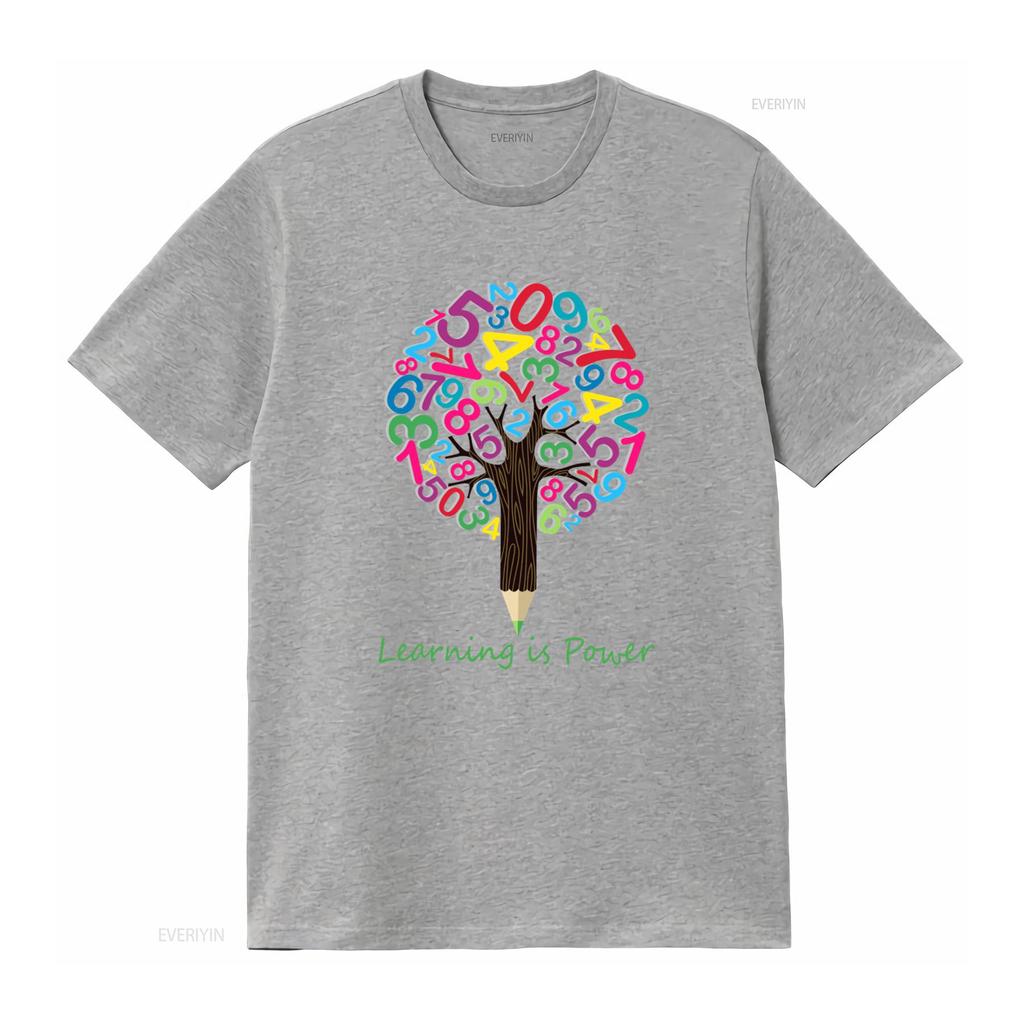 National Numeracy Day Maths Number Tree T Shirt for Boys Girls Kids Learning is Power Design vintage Washed Casual Soft