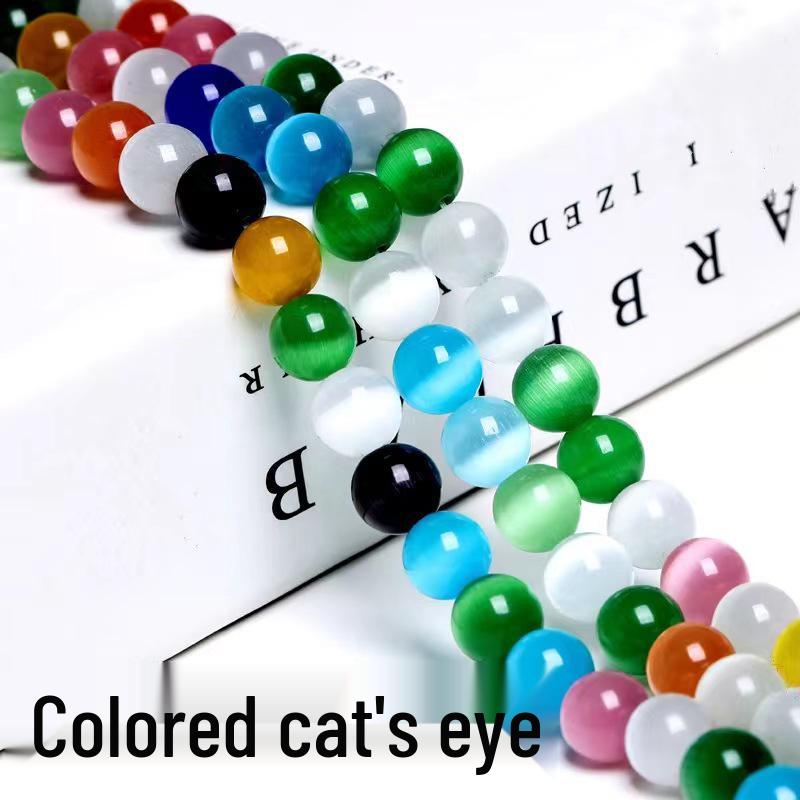 Cat's Eye Stone Jewelry Accessories: Loose Round Beads for DIY Stringing