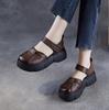 Fashion 5CM Handmade Retro Platform Sandals Women Summer Wedges Heel Shoes Round Toe Genuine Cow Leather Comfort Versatile Sandals