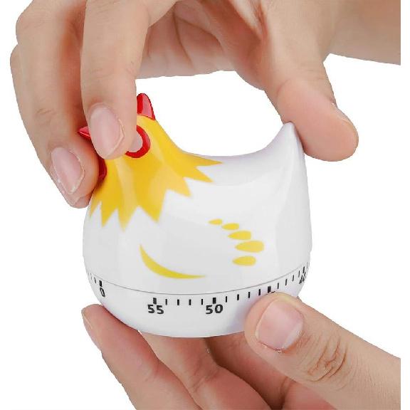 Jadeshay Kitchen Chicken Pattern Baking Timer,Chicken Pattern Countdown Kitchen Timer Reminder for Cooking Baking(White)