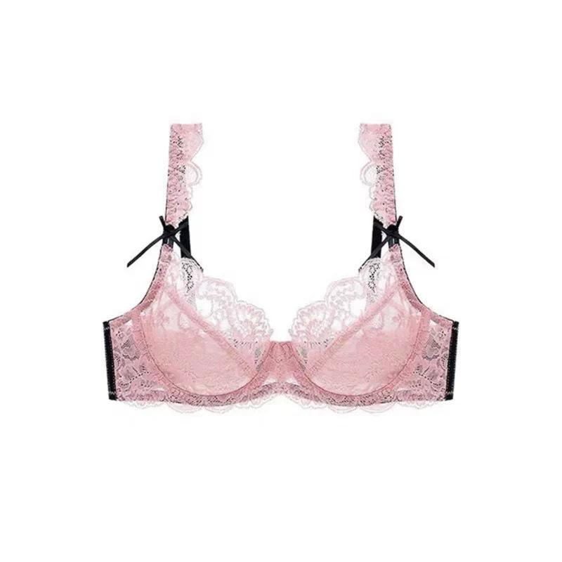 Damen Sommer Ultra Dünnes Modell Reines Verlangen Sexy Spitze Transparent Kleiner Busen Rafft Um Große Unterwäsche Zu Zeigen