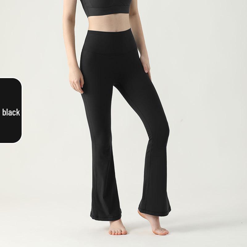 Women's High Waist Micro Flare Nude Fitness Pants - Petite, Wide Leg, One Size, Outdoor Sports.