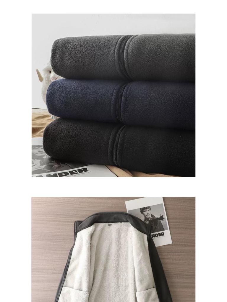 Herren American Fleecejacke: Winter Stehkragen, Plüschveloursfutter, Warme Baumwolle, Strickjacke aus Kunstlammfell.