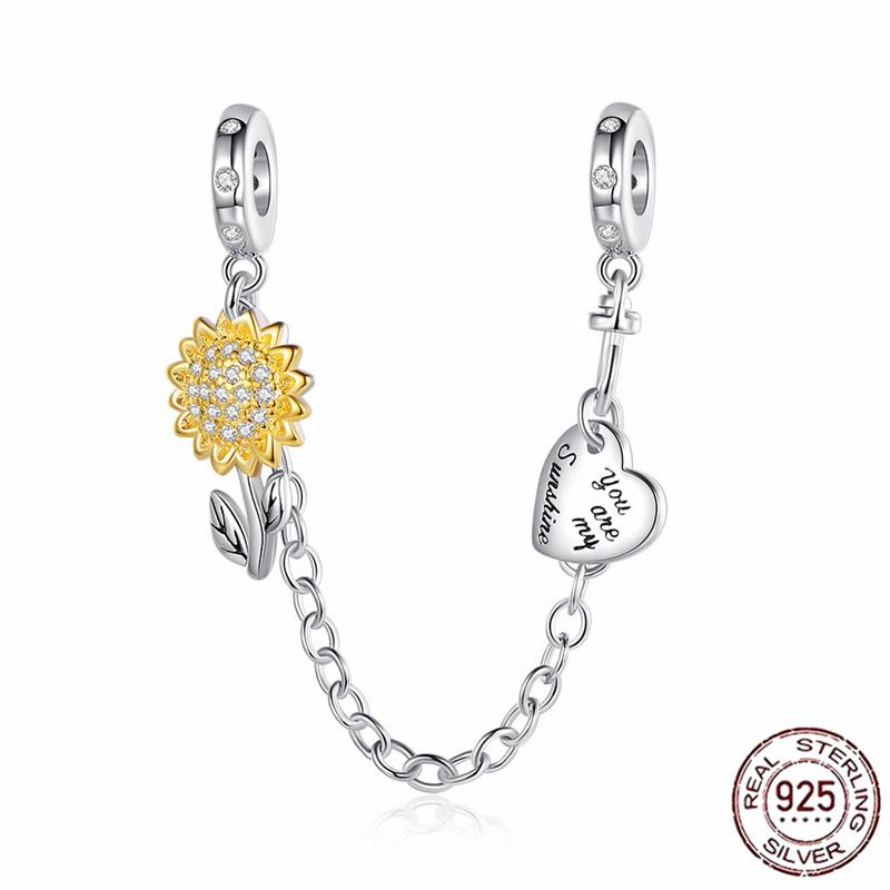 Stříbrný Křišťálový Pavé Bezpečnostní Řetízek Pevný Klip Pramen Přívěsek Vhodný pro Ženy Náramek Stříbrné Šperky Párty Narozeninový Dárek