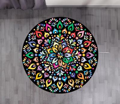 Colorful Mandala Round Carpet Washable Bedroom Rug Chair Swivel Floor Mat Bedroom Living Room Funny Children's Room Floor Mats