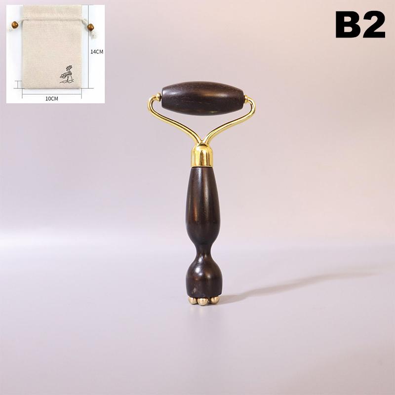 Purple Sandalwood Roller Massager Lotus Seedpod Beauty Professional Brass Facial Gua Sha Tool Eye Relaxation Spot Meridians