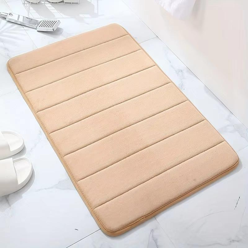 Alfombra de Piso 1PCS Espuma Viscoelástica Raya Color Sólido Alfombra de Piso Baño Antideslizante Absorbente Alfombra Inodoro Alfombra para Puerta