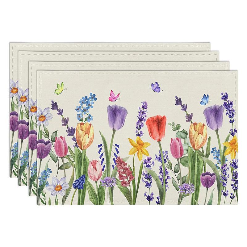 Linen Meal Mat for Spring and Summer, Sunflower Flowers Kitchen Decoration, Dining Table Insulation and Anti Fouling Mat