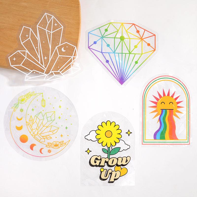 6Pcs/set Suncatcher Window Stickers Rainbow Maker PVC Glass Sticker Sun Catcher Wall Decal Art Home Bedroom Kids Room Decoration