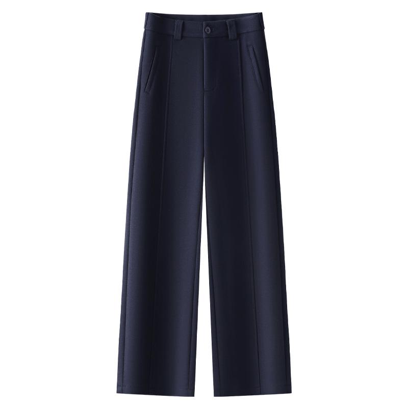 

Navy Blue Women s Wool Trousers 2024: Autumn/Winter Loose Wide-Leg Casual Pants Medium