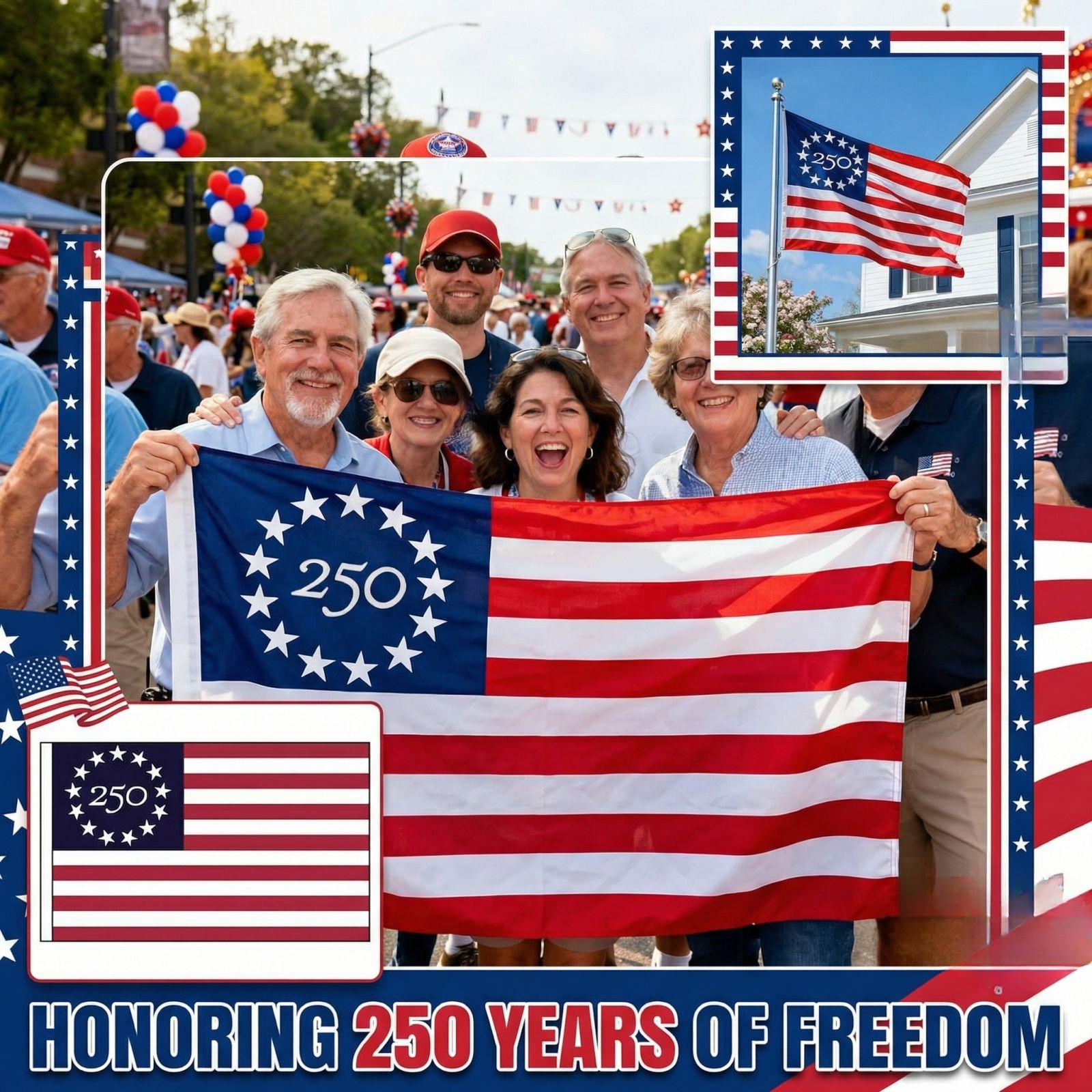 

3x5 Feet 250th Anniversary Commemorative Flag Outdoor Banner with Durable Stitching and Brass Grommets for All Weather Use One Size красный