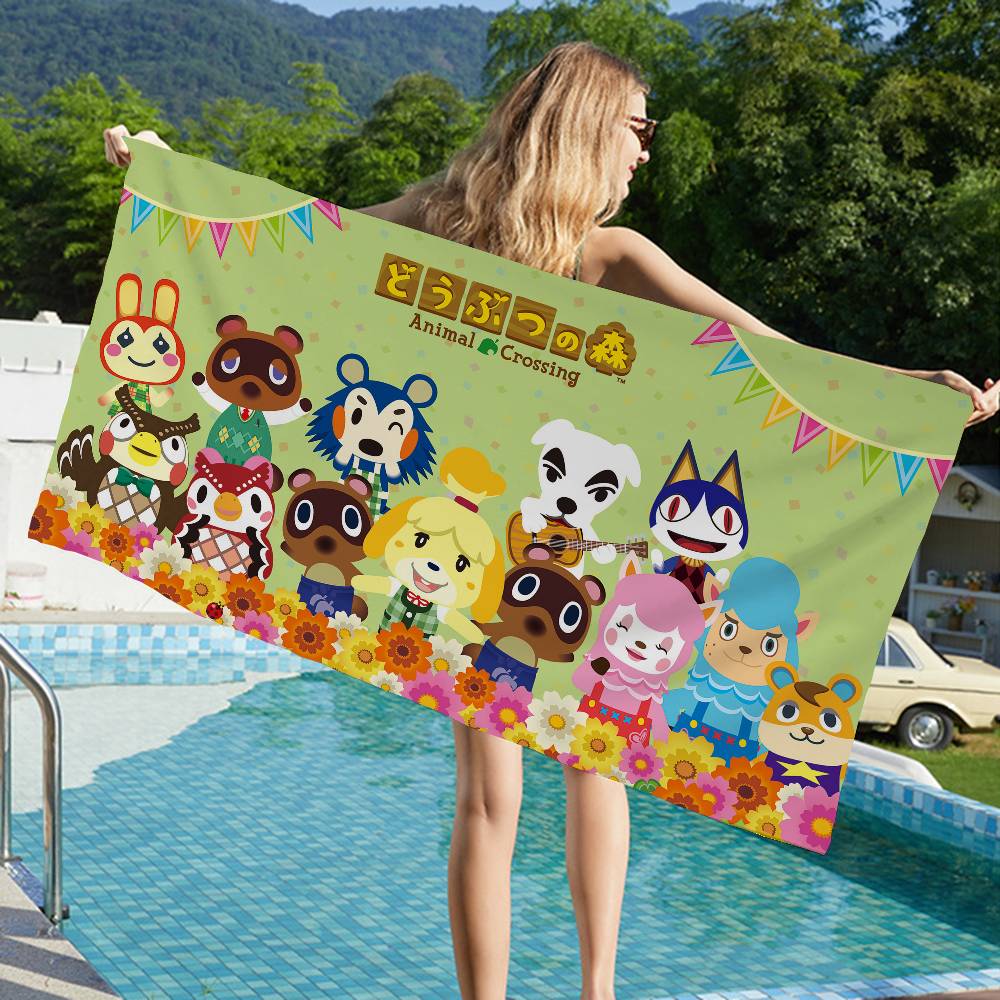 Cartoon Animal C-Crossing Beach Towel Colorful Bath Towels for Girl Microfiber Quick Dry Custom Sand Free Beach Yoga Spa Gym