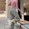 Women's Autumn & Winter High-Waisted Vintage Distressed Wide-Leg Jeans, Yellow-Mud Color, Plus Velvet Thickening, Loose & Warm Long Pants.