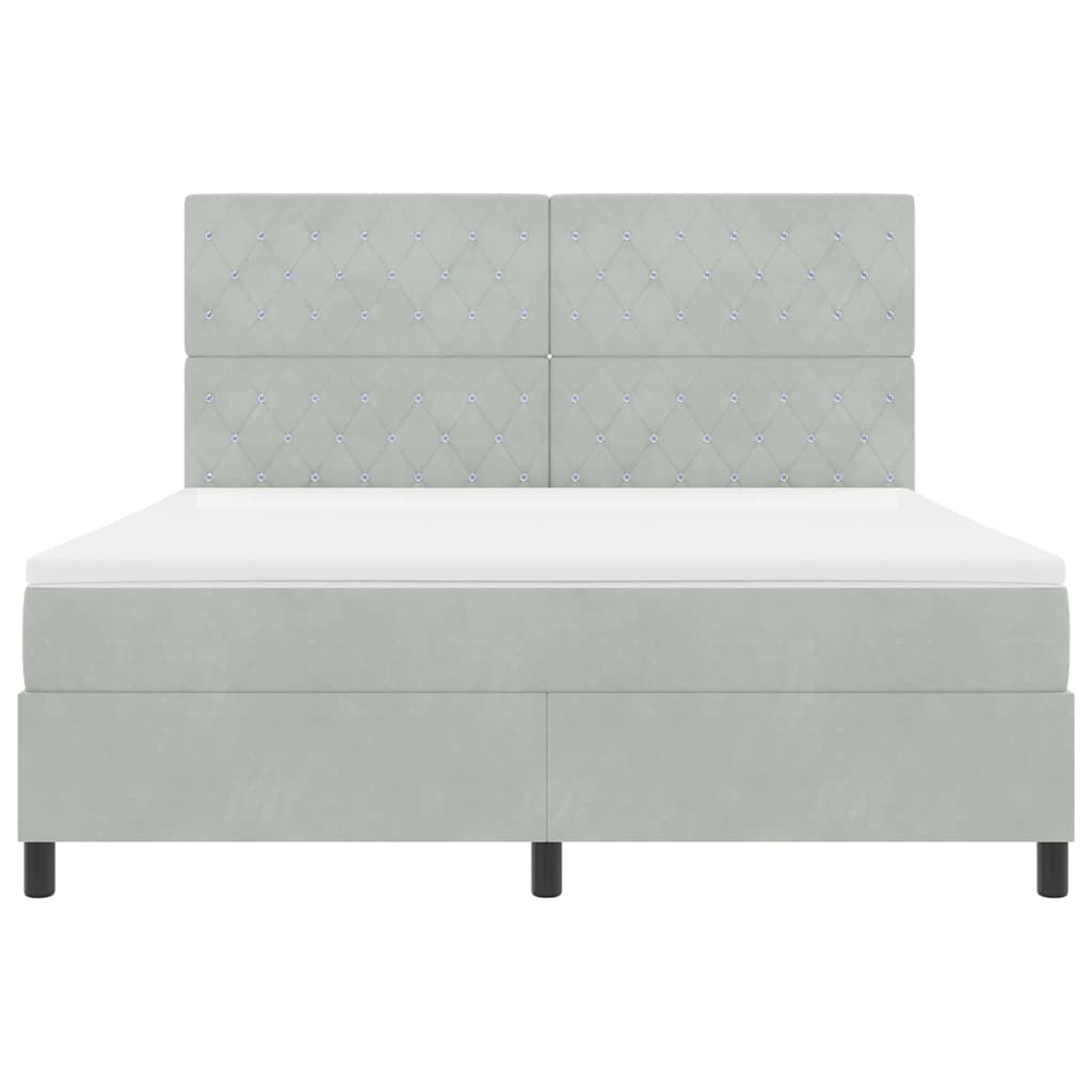 Box Spring Bed with Mattress Light Grey 180 X 200 Cm Velvet