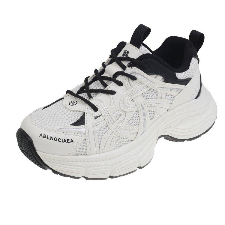 Leather mesh dad shoes women's 2025 spring new muffin thick sole comfortable versatile breathable casual sports shoes tide