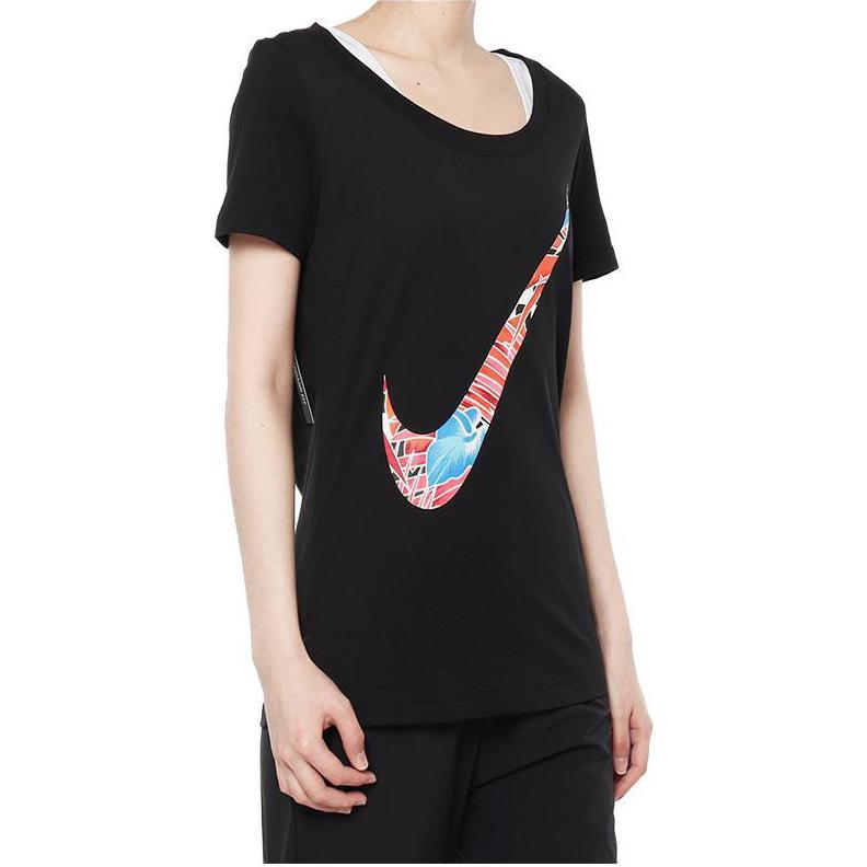 Nike Rundhals Lässig Atmungsaktiv Kurzarm T-Shirt Damen Tops Schwarz CI4839-010