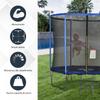 Outdoor Elastic Trampoline, Elastic Mat for Adults for Garden with Safety Net and Padded Edge, Garden and Home Games, Ø244x240cm, Blue and Black