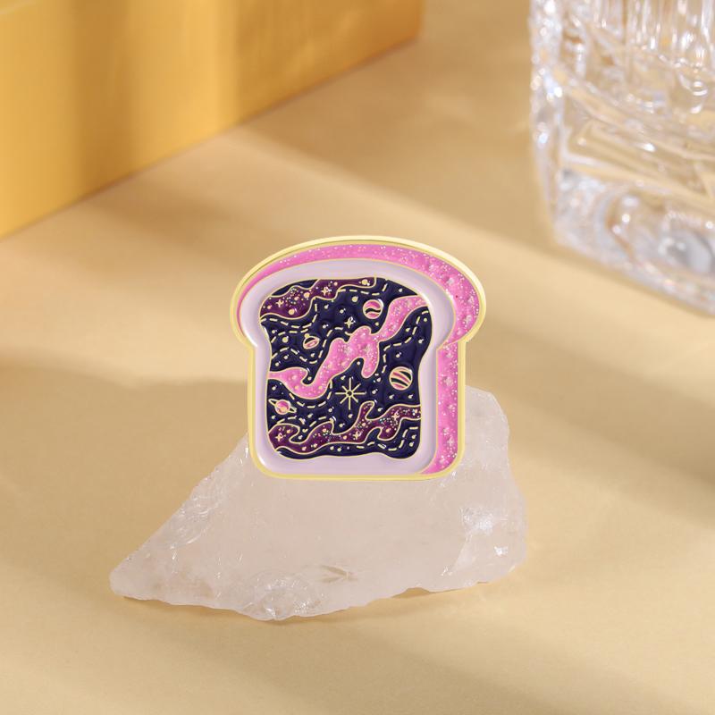 Sternenhimmel Marmeladentoast Emaille Anstecknadeln Mond Sterne Milchstraße Broschen Reversabzeichen Kleidung Fantasie Schmuck Geschenk für Kinder Freunde