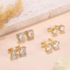 4 pair Stud Earrings for Women Men Gold Plated Hypoallergenic Silver Post Earrings Big Brilliant Simulated Diamond