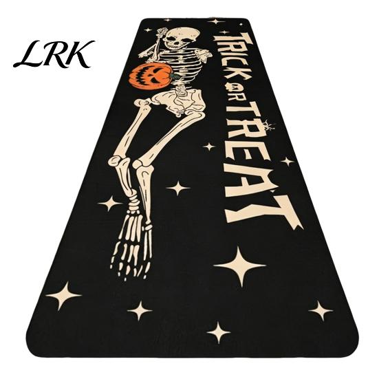 Non-slip Kitchen Rug Halloween Rug, Pumpkin Bat Black Cat Floor Mat, Anti-slip Mat Spooky Entrance Festive Decorative for Bedroom Living Room Durable