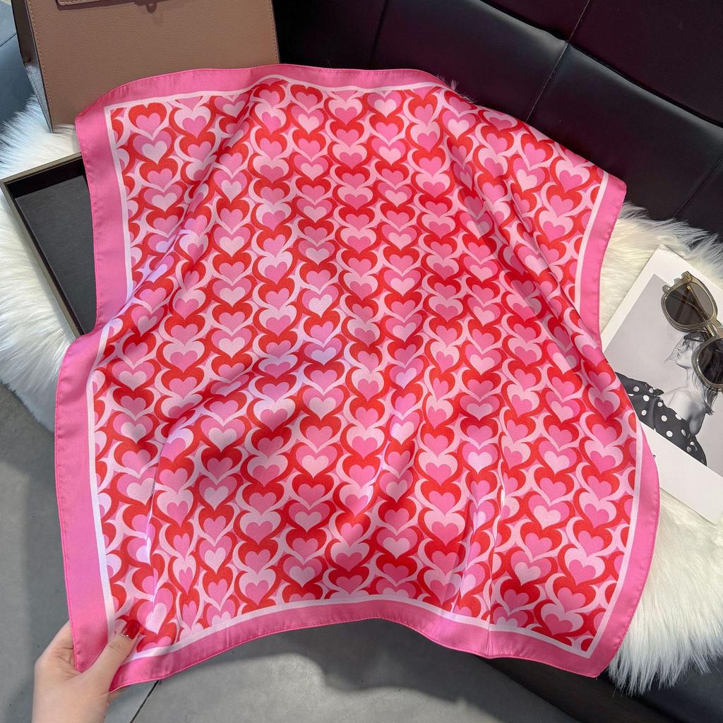 Wind Scarf Square Scarf Simulation Silk 70Cm Retro Cashew Print Literary Headband Suit With Decorative Scarf