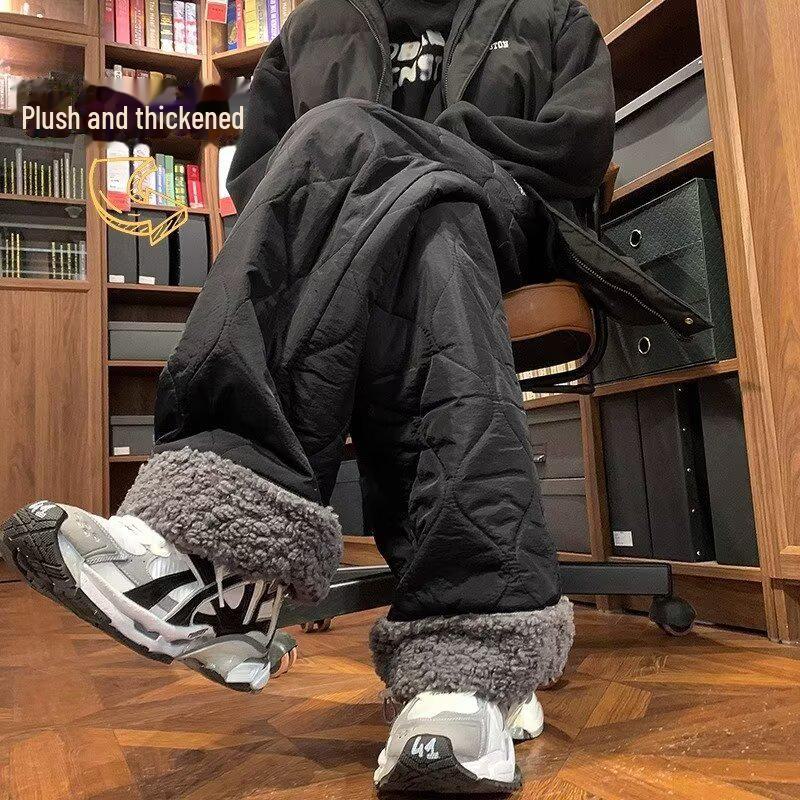 

Мужские и женские брюки из овчины Northeast Winter: Теплый, водонепроницаемый, ветрозащитный, плюс бархат, прямой крой